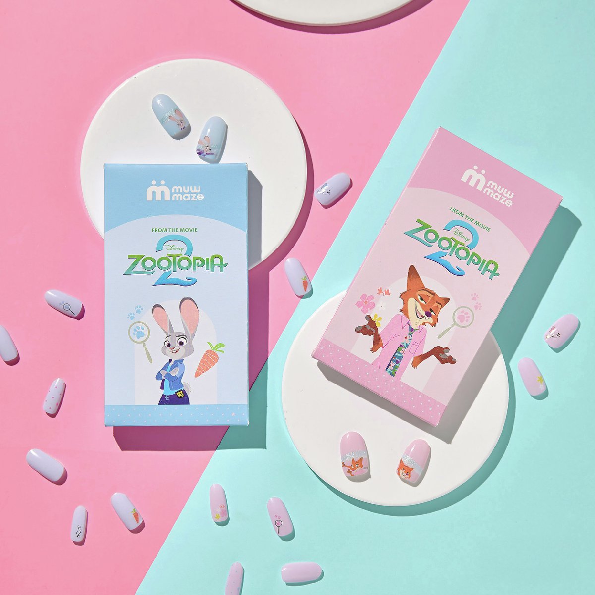 ズートピア２のジュディ、ニック、ゲイリーをモチーフにしたネイルシール画像