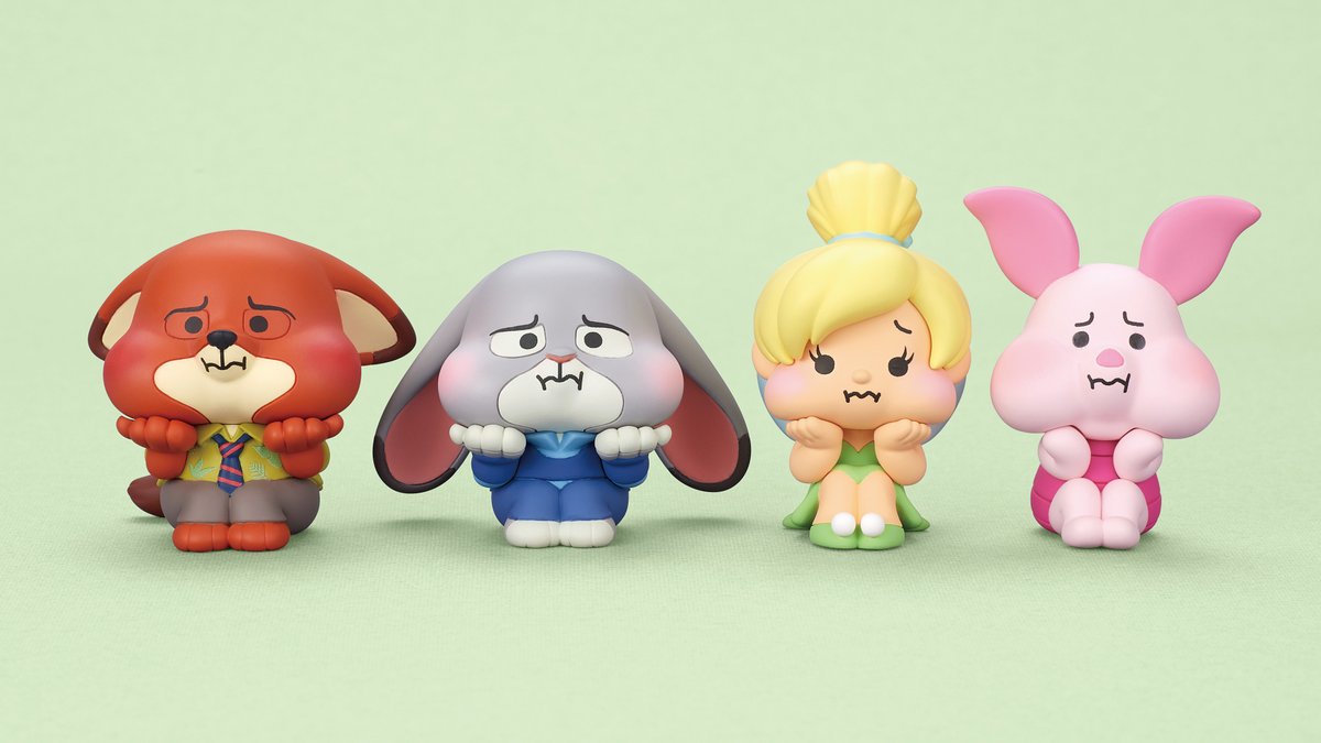 すねてマス フィギュアコレクションのニック、ジュディ、ティンカー・ベル、ピグレット