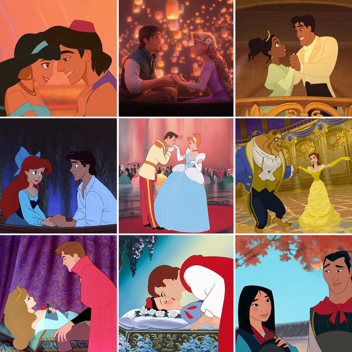 ディズニープリンセスたちのバレンタインイラスト